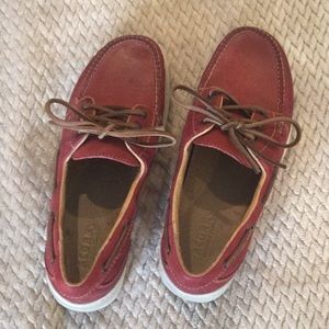 Acorn red leather boat shoe